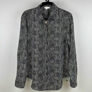 Mimosa Blouse Womens Size M Black White Polka Dot Button Front Long Sleeve